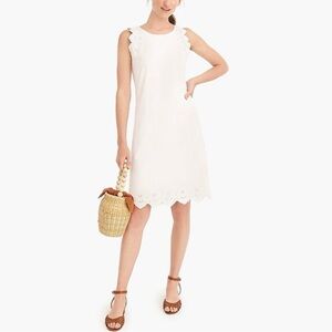 J.Crew Eyelet Scalloped Sleeveless Shift Dress Cotton Midi